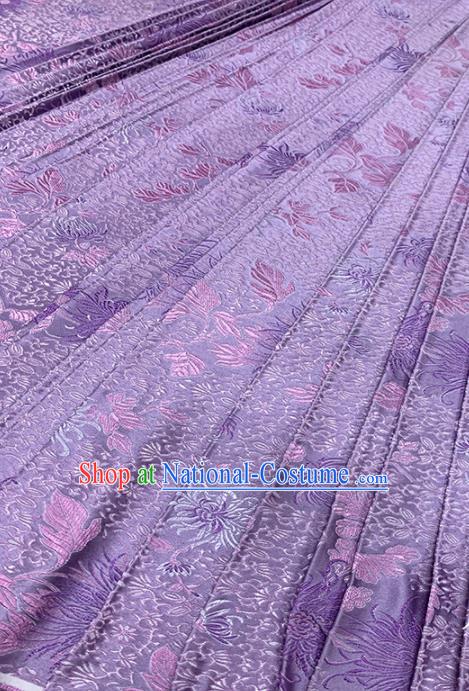 Chinese Classical Fireworks Pattern Design Light Purple Brocade Fabric Asian Traditional Satin Tang Suit Silk Material