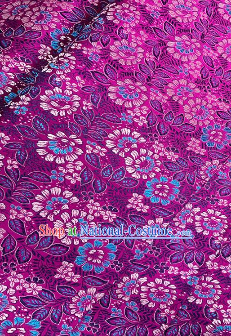 Chinese Classical Flowers Pattern Design Rosy Brocade Fabric Asian Traditional Satin Tang Suit Silk Material