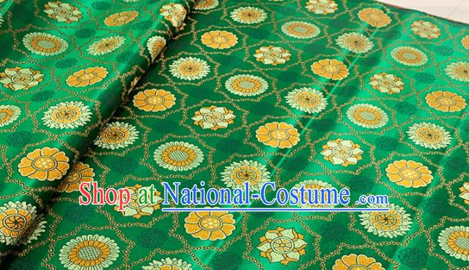 Chinese Classical Pattern Design Green Brocade Fabric Asian Traditional Satin Tang Suit Silk Material