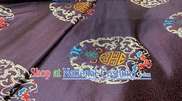 Chinese Classical Lucky Bats Pattern Design Brown Brocade Fabric Asian Traditional Satin Tang Suit Silk Material