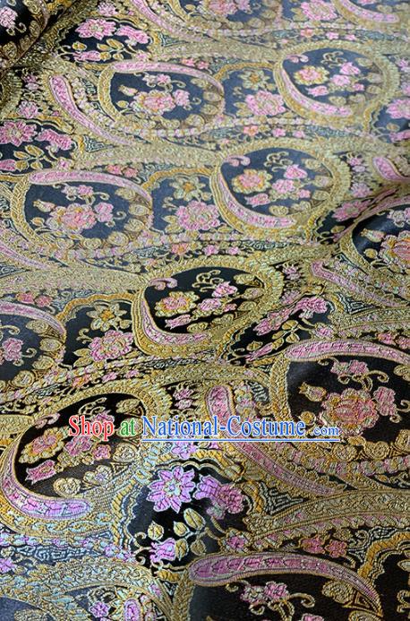 Chinese Classical Plum Pattern Design Black Brocade Fabric Asian Traditional Satin Tang Suit Silk Material