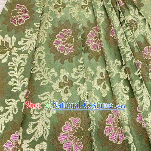 Chinese Classical Lotus Pattern Design Light Green Brocade Fabric Asian Traditional Satin Tang Suit Silk Material