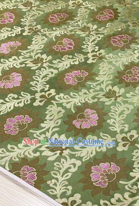 Chinese Classical Lotus Pattern Design Light Green Brocade Fabric Asian Traditional Satin Tang Suit Silk Material