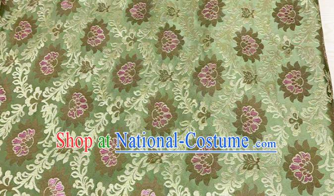 Chinese Classical Lotus Pattern Design Light Green Brocade Fabric Asian Traditional Satin Tang Suit Silk Material