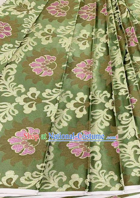 Chinese Classical Lotus Pattern Design Light Green Brocade Fabric Asian Traditional Satin Tang Suit Silk Material