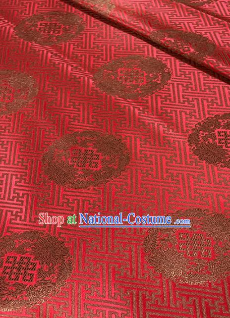 Chinese Classical Lotus Pattern Design Purplish Red Brocade Fabric Asian Traditional Satin Tang Suit Silk Material