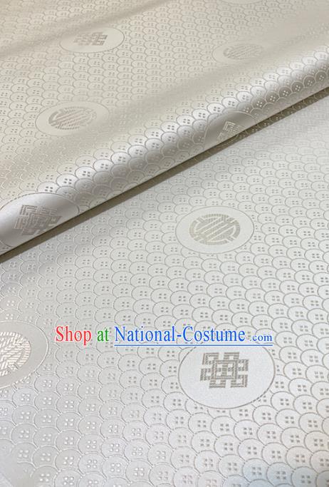 Chinese Classical Scale Pattern Design White Brocade Fabric Asian Traditional Satin Tang Suit Silk Material