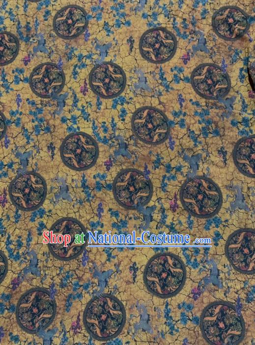 Chinese Classical Plum Dragon Pattern Design Ginger Gambiered Guangdong Gauze Fabric Asian Traditional Cheongsam Silk Material