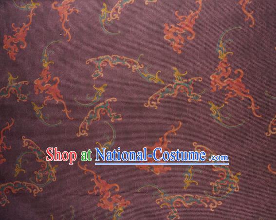 Chinese Classical Dragon Pattern Design Wine Red Gambiered Guangdong Gauze Fabric Asian Traditional Cheongsam Silk Material