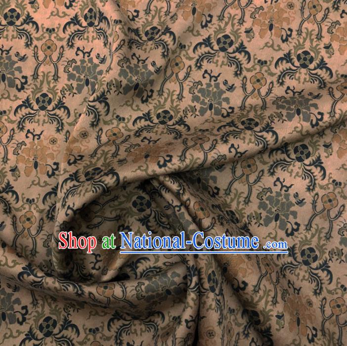 Chinese Classical Pattern Design Khaki Gambiered Guangdong Gauze Fabric Asian Traditional Cheongsam Silk Material