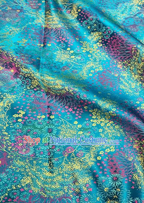 Chinese Classical Pattern Design Lake Blue Brocade Fabric Asian Traditional Satin Tang Suit Silk Material