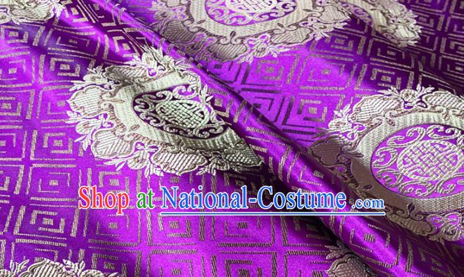 Chinese Classical Round Pattern Design Purple Brocade Fabric Asian Traditional Satin Tang Suit Silk Material