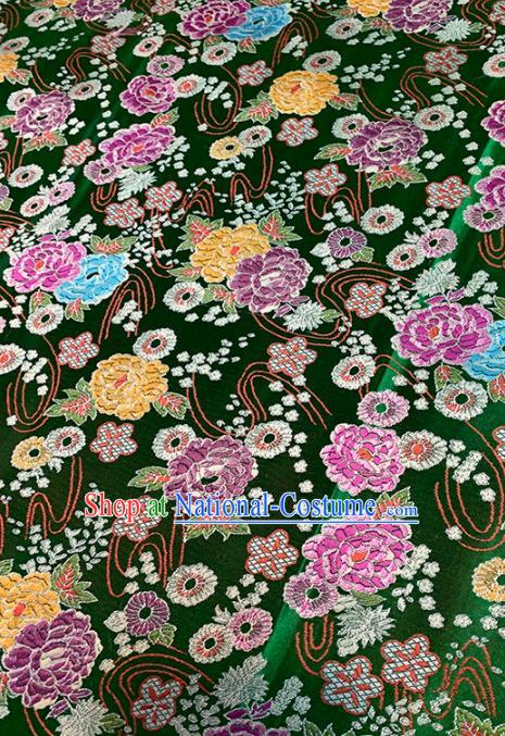 Chinese Classical Royal Pattern Design Deep Green Brocade Fabric Asian Traditional Satin Tang Suit Silk Material