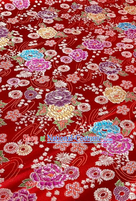 Chinese Classical Royal Pattern Design Red Brocade Fabric Asian Traditional Satin Tang Suit Silk Material