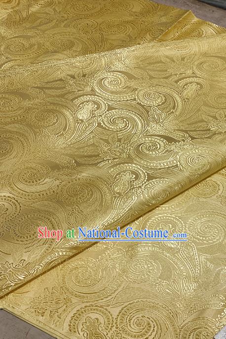 Chinese Classical Royal Conch Pattern Design Golden Brocade Fabric Asian Traditional Satin Tang Suit Silk Material