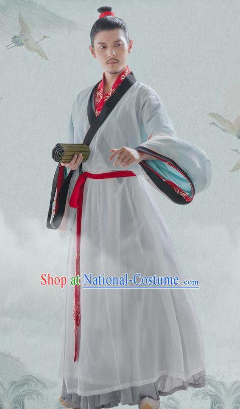 Chinese Ancient Scholar Hanfu Clothing Traditional Jin Dynasty Nobility Childe Costumes for Men