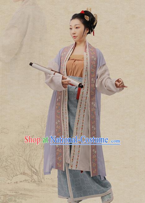 Chinese Ancient Nobility Female Hanfu Dress Traditional Song Dynasty Poetess Zhu Shuzhen Costumes for Women