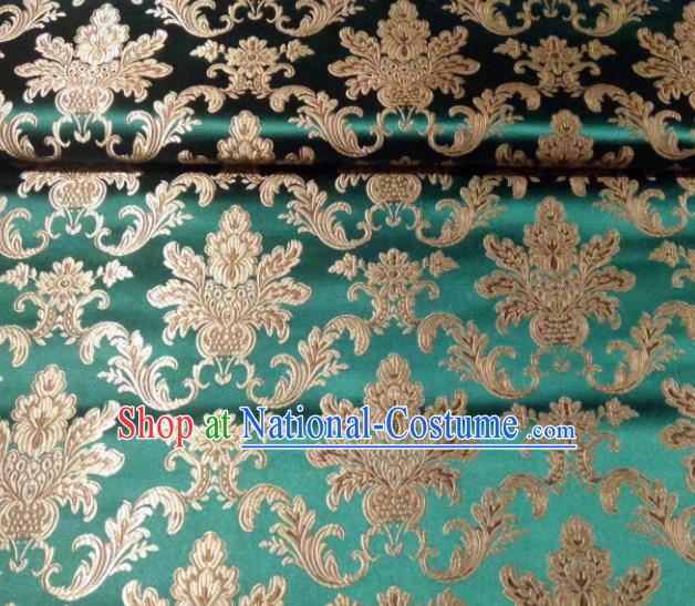 Chinese Classical Royal Pattern Design Green Brocade Fabric Asian Traditional Satin Tang Suit Silk Material