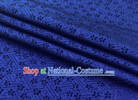 Chinese Classical Babysbreath Pattern Design Navy Brocade Fabric Asian Traditional Satin Silk Material