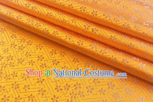 Chinese Classical Babysbreath Pattern Design Golden Brocade Fabric Asian Traditional Satin Silk Material