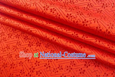 Chinese Classical Babysbreath Pattern Design Orange Brocade Fabric Asian Traditional Satin Silk Material