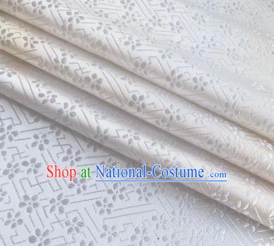 Chinese Classical Babysbreath Pattern Design White Brocade Fabric Asian Traditional Satin Silk Material