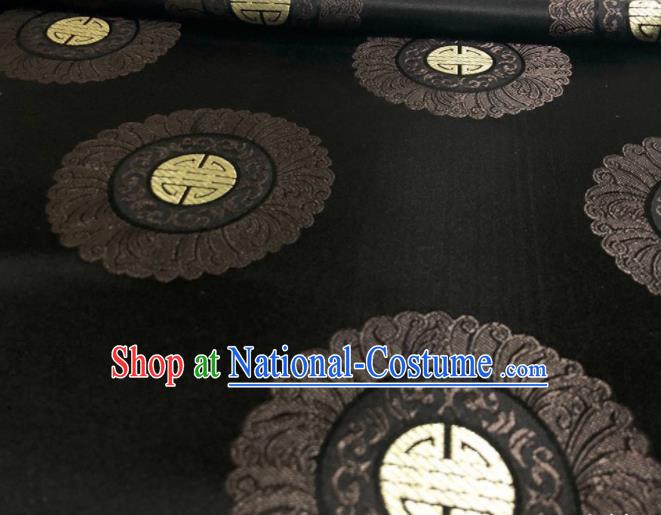 Chinese Classical Royal Pattern Design Black Brocade Fabric Asian Traditional Satin Silk Material