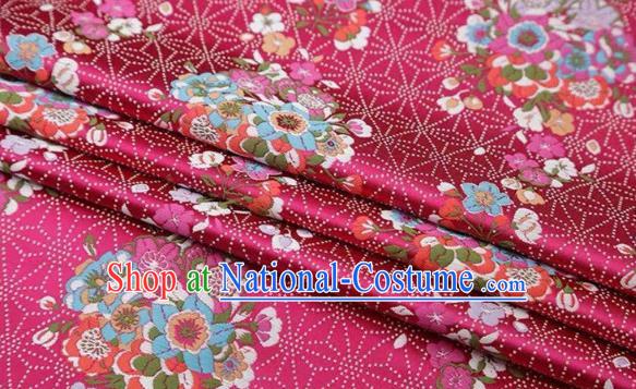 Chinese Classical Flowers Bouquet Pattern Design Rosy Brocade Fabric Asian Traditional Satin Silk Material