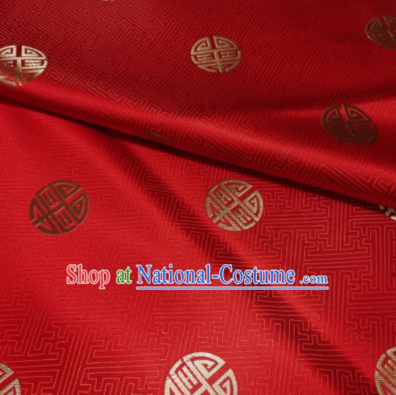 Chinese Classical Royal Longevity Pattern Design Red Brocade Fabric Asian Traditional Satin Silk Material