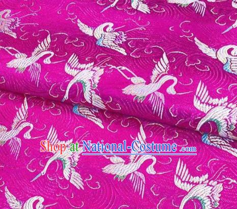 Chinese Classical Royal Cranes Pattern Design Rosy Brocade Fabric Asian Traditional Satin Silk Material