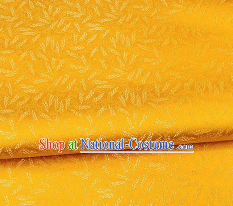 Chinese Classical Wheat Pattern Design Golden Brocade Fabric Asian Traditional Satin Silk Material