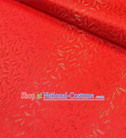 Chinese Classical Wheat Pattern Design Red Brocade Fabric Asian Traditional Satin Silk Material