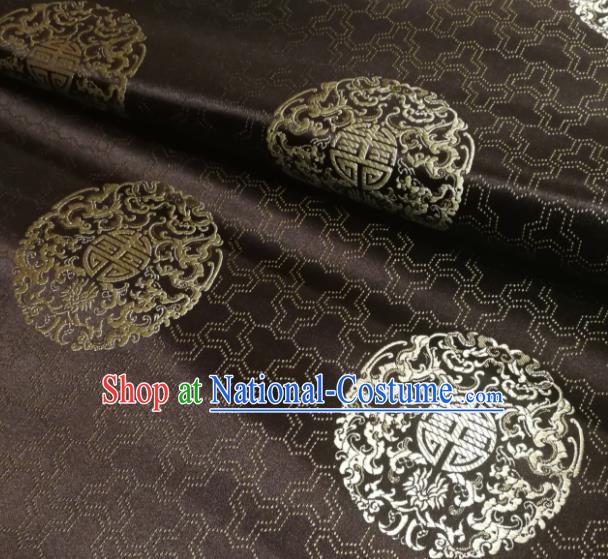 Chinese Royal Pattern Design Brown Brocade Fabric Asian Traditional Satin Silk Material