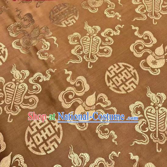 Chinese Royal Eight Immortals Pattern Design Brown Brocade Fabric Asian Traditional Satin Silk Material