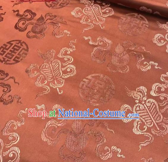 Chinese Royal Eight Immortals Pattern Design Rust Red Brocade Fabric Asian Traditional Satin Silk Material