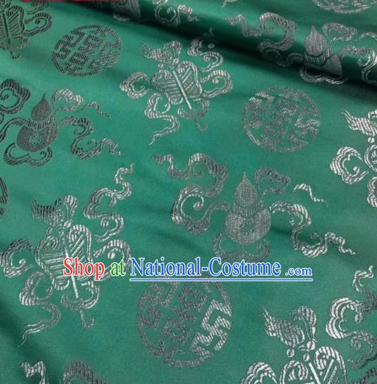 Chinese Royal Eight Immortals Pattern Design Green Brocade Fabric Asian Traditional Satin Silk Material