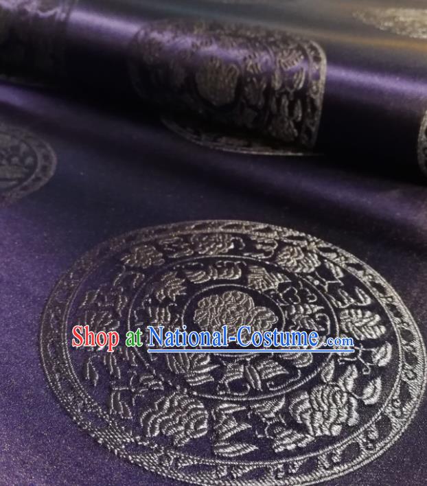 Chinese Royal Peony Pattern Design Purple Brocade Fabric Asian Traditional Satin Silk Material