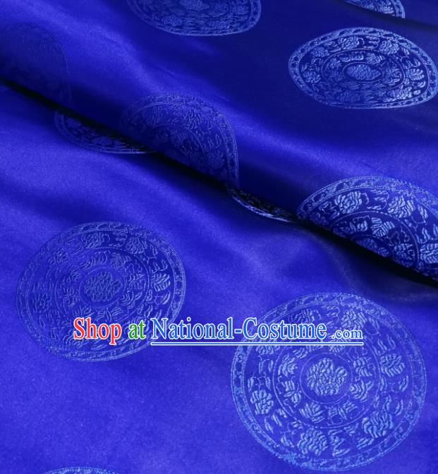 Chinese Royal Peony Pattern Design Royalblue Brocade Fabric Asian Traditional Satin Silk Material