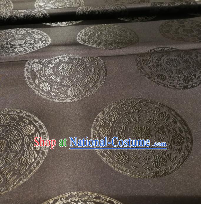 Chinese Royal Peony Pattern Design Brown Brocade Fabric Asian Traditional Satin Silk Material