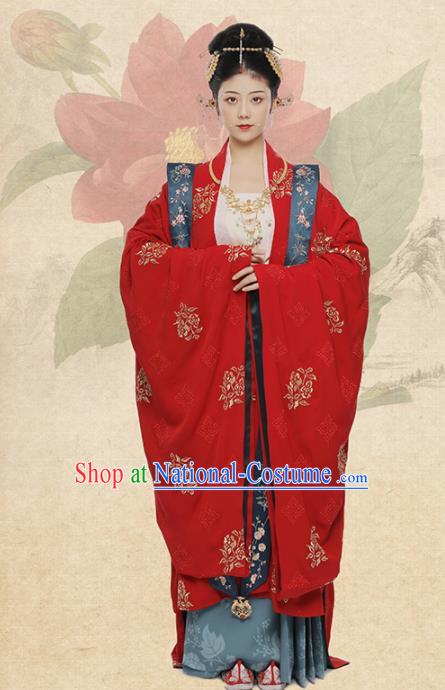 Chinese Ancient Queen Wedding Red Hanfu Dress Traditional Song Dynasty Imperial Empress Costumes for Women