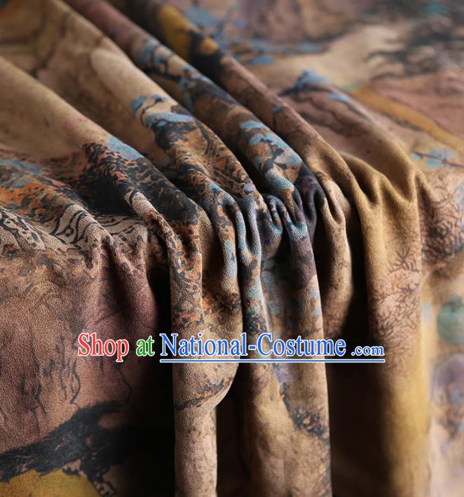 Chinese Classical Plum Pattern Design Brown Gambiered Guangdong Gauze Fabric Asian Traditional Cheongsam Silk Material