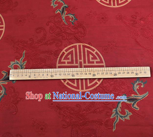 Chinese Classical Printing Lucky Pattern Design Red Gambiered Guangdong Gauze Fabric Asian Traditional Cheongsam Silk Material