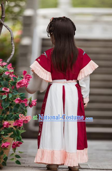 Chinese Traditional Girls Costume Ancient Jin Dynasty Princess Hanfu Dress for Kids