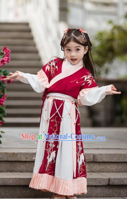 Chinese Traditional Girls Costume Ancient Jin Dynasty Princess Hanfu Dress for Kids