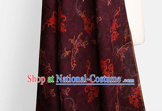 Chinese Classical Pattern Design Deep Purple Gambiered Guangdong Gauze Fabric Asian Traditional Cheongsam Silk Material