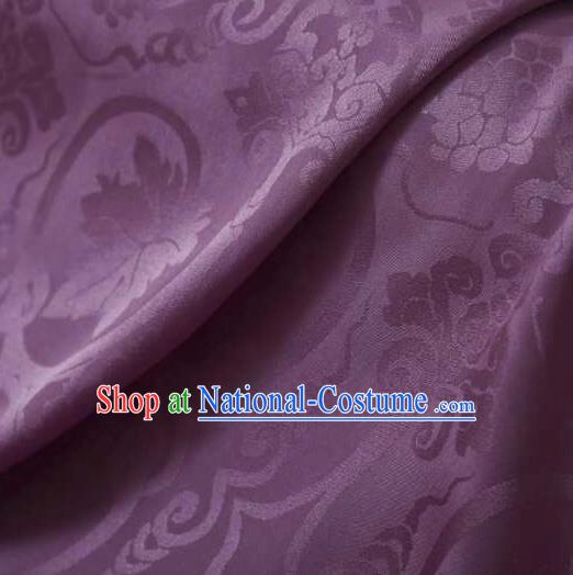 Chinese Classical Grape Vine Pattern Design Purple Silk Fabric Asian Traditional Cheongsam Brocade Material