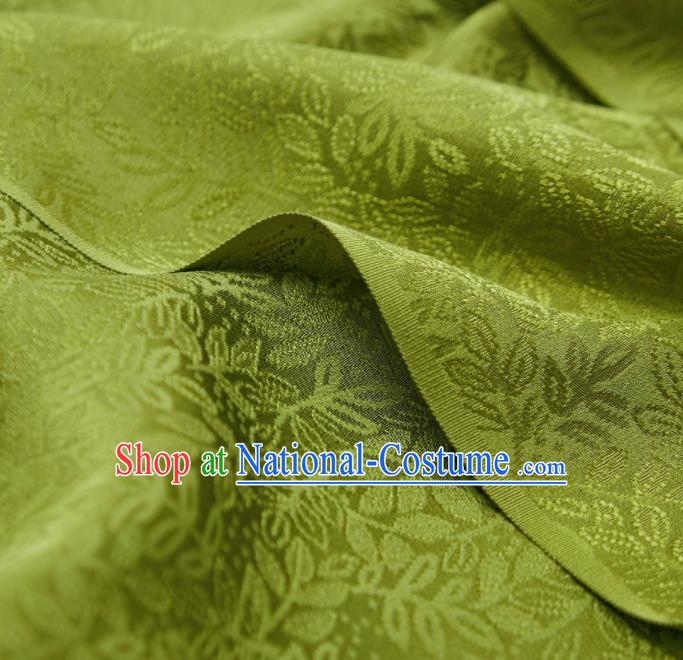 Chinese Classical Grass Pattern Design Olive Green Silk Fabric Asian Traditional Cheongsam Brocade Material