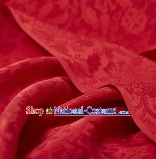 Chinese Classical Peony Pattern Design Red Silk Fabric Asian Traditional Cheongsam Brocade Material