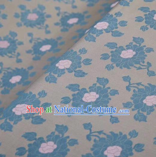 Chinese Classical Flowers Pattern Design Grey Silk Fabric Asian Traditional Cheongsam Brocade Material