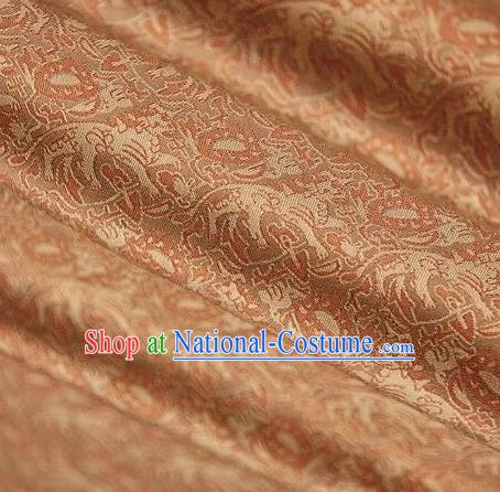 Chinese Classical Pattern Design Orange Silk Fabric Asian Traditional Cheongsam Brocade Material